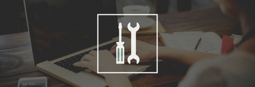 computer with image of tools overlayed