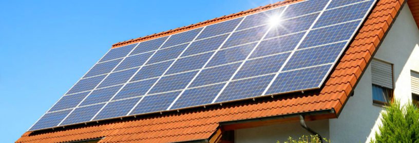 home with solar panels on roof