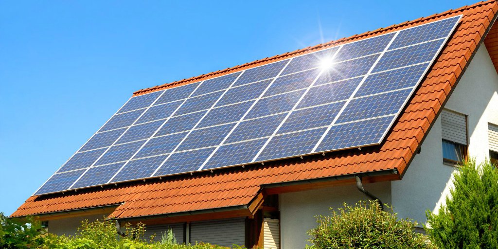 home with solar panels on roof