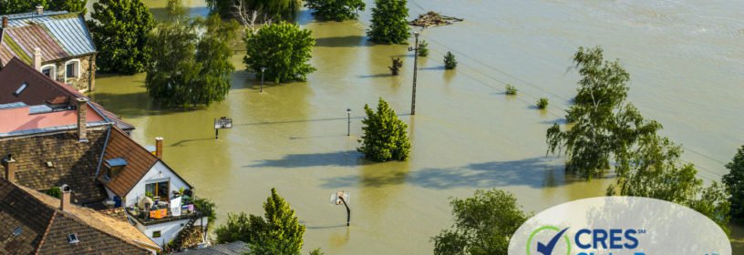 Neighborhood in flood zone under water