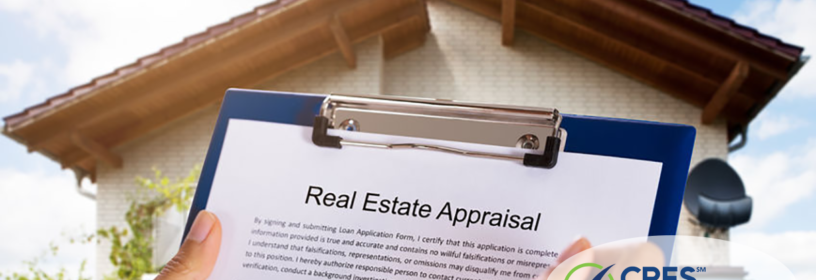 clipboard home appraiser in front of house