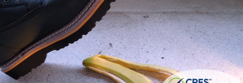 image of man's boot about ready to step on banana peel