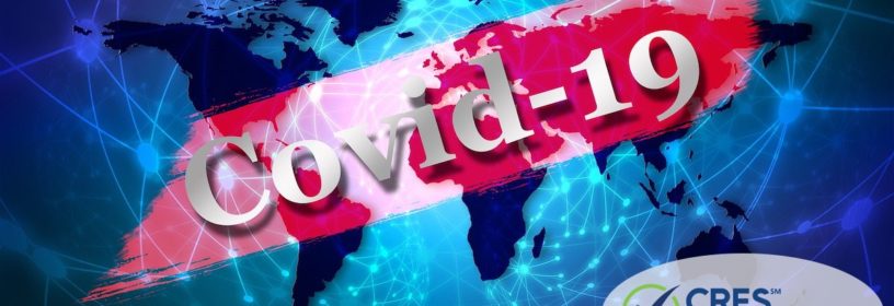 blue global image with COVID-19 banner
