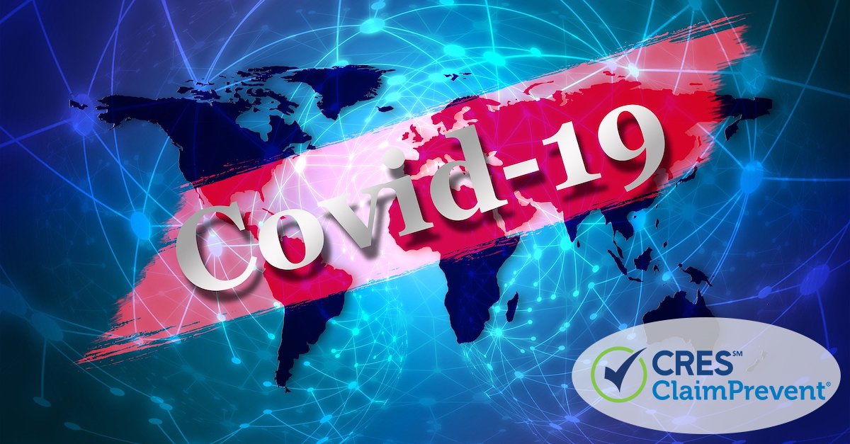 blue global image with COVID-19 banner