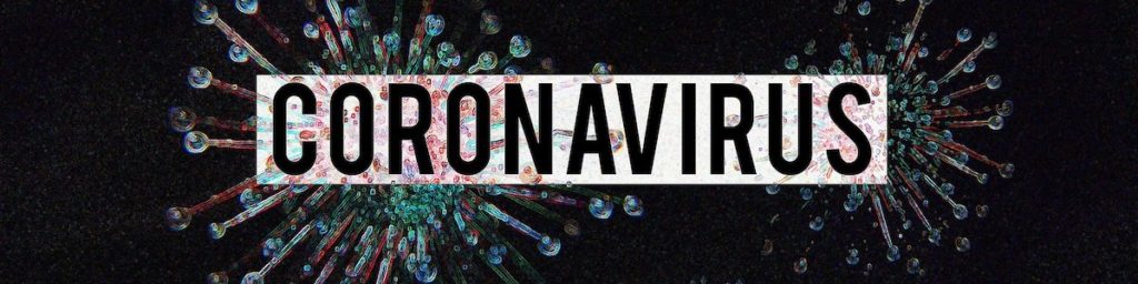 simulation of virus with coronavrius text overlay