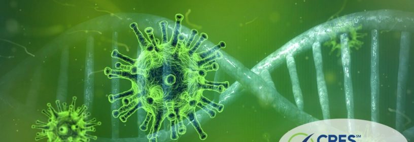 green background dna strain with virus virus