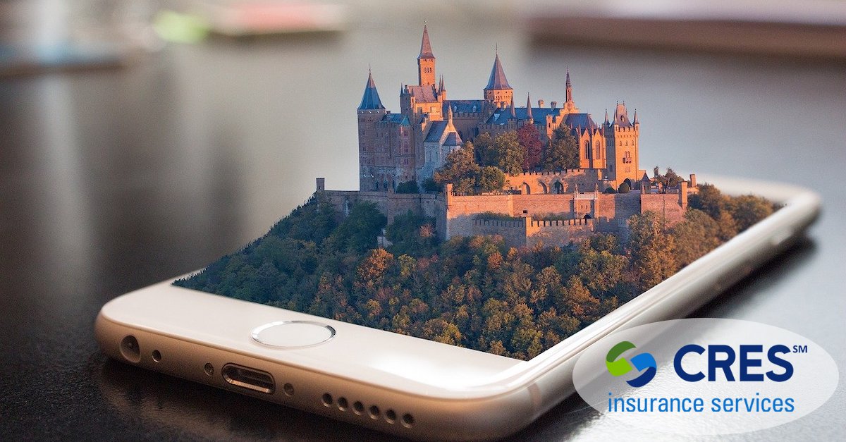 concept image - 3d castle coming out of the screen of a rose gold iphone