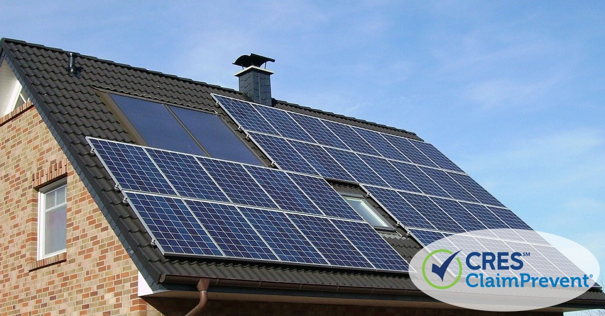 roof of residential house with solar panels