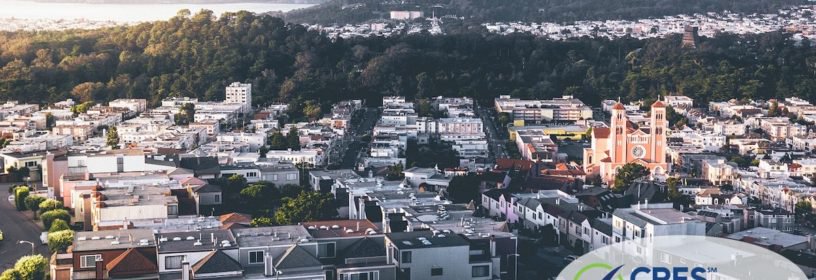 aerial view of real estate in a city