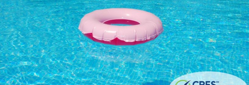 pool water with pink round float