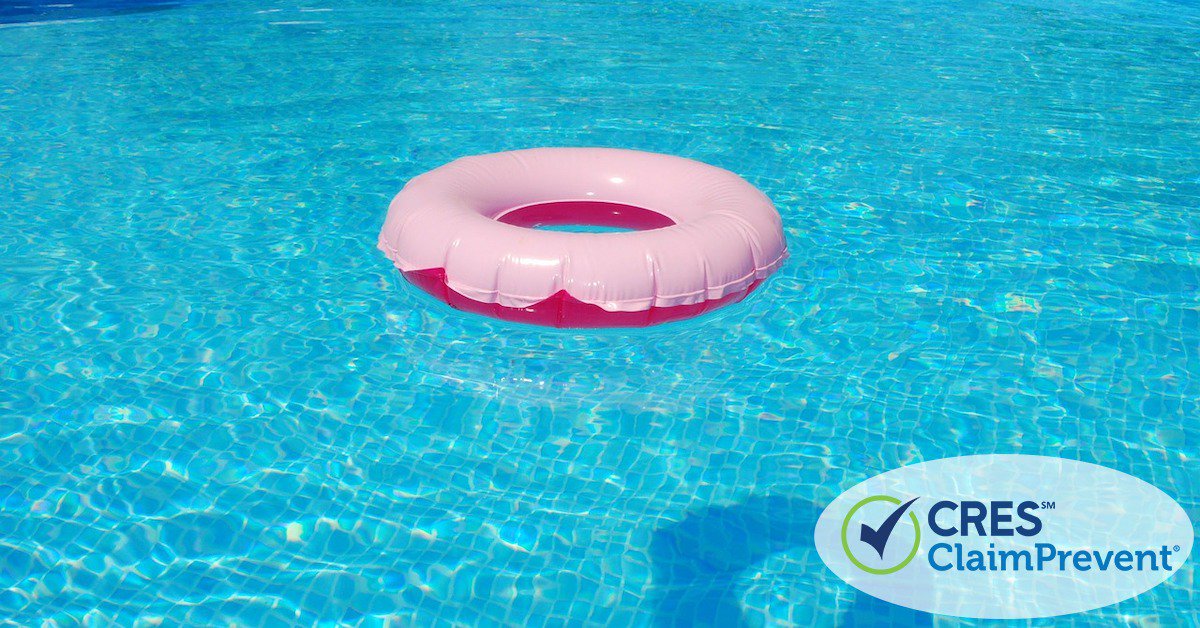 pool water with pink round float