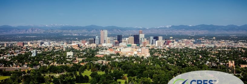 aerial view of Denver, Colorado city view