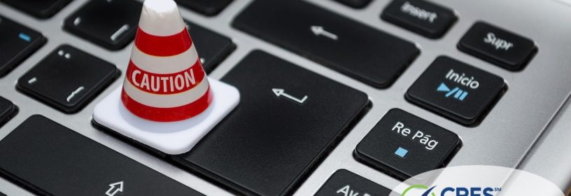 keyboard with caution cone on the keys