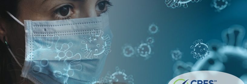 woman in mask blue background