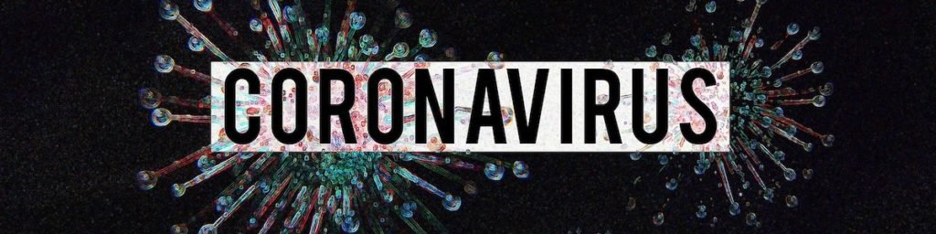 Coronavirus word on top of virus graphics