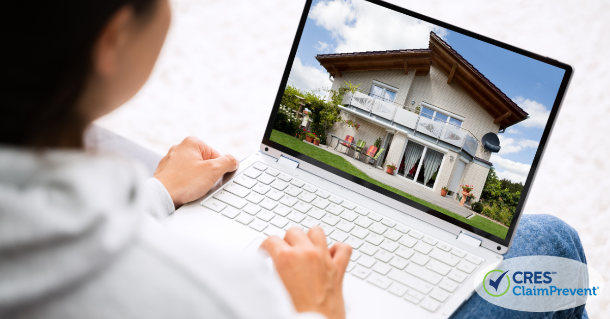 Appraiser at a laptop looking at a home