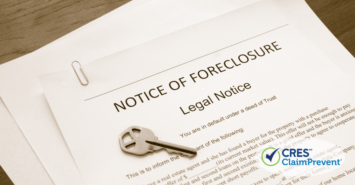 notice of foreclosure paper with key